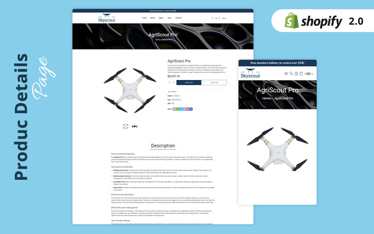 SkyScout NextGen Drone Store Shopify Theme #433698