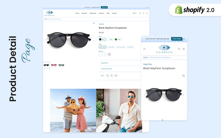 VisionPlus Modern Eyewear Shopify Store theme #417395