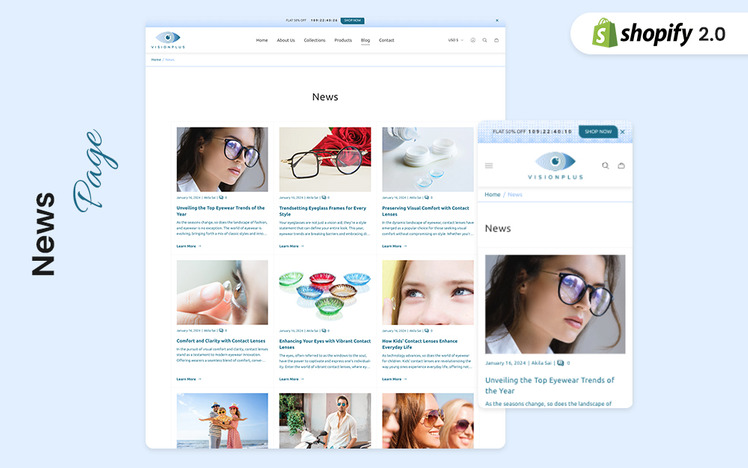 VisionPlus Modern Eyewear Shopify Store theme #417395