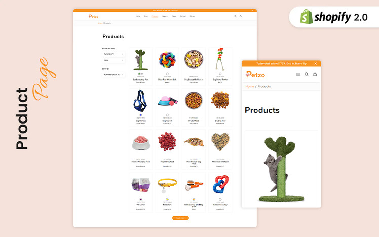 Petzo Elegant Petshop and Pet accessories Shopify Theme #404010