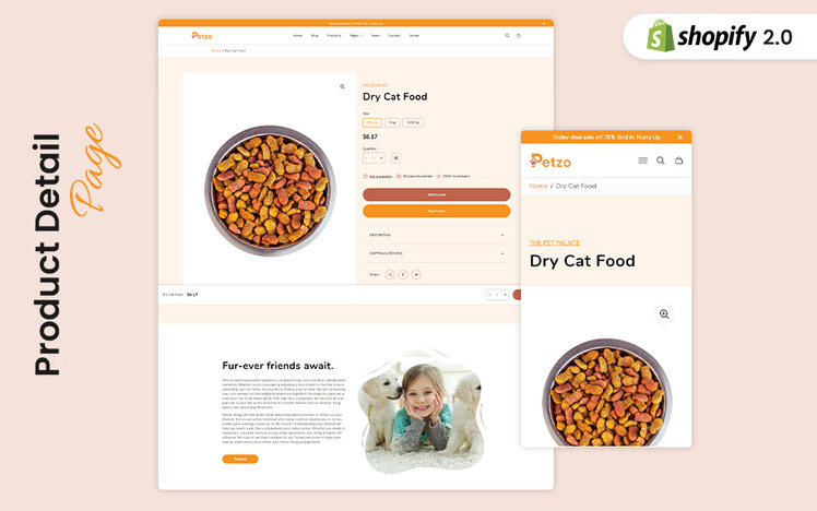 Petzo Elegant Petshop and Pet accessories Shopify Theme #404010
