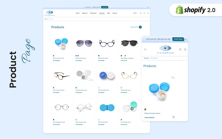 VisionPlus Modern Eyewear Shopify Store theme #417395