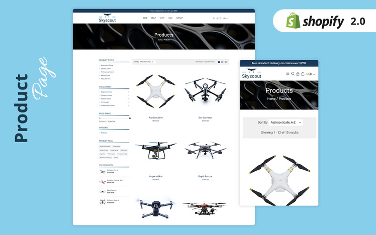 SkyScout NextGen Drone Store Shopify Theme #433698