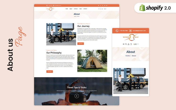 WanderGear Travel Accessories Store Shopify Theme #432108