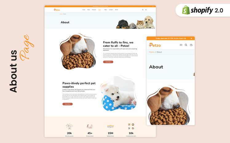 Petzo Elegant Petshop and Pet accessories Shopify Theme #404010