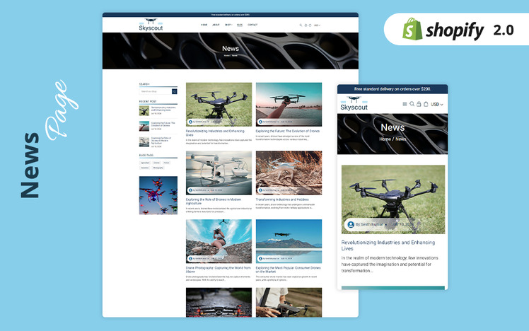 SkyScout NextGen Drone Store Shopify Theme #433698
