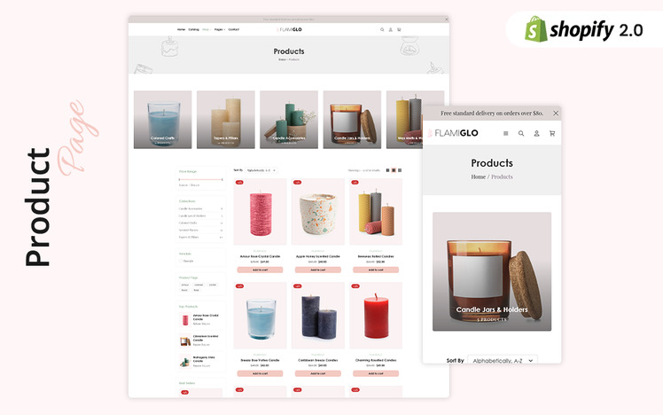 FlamiGlo Elegant Candle Store Shopify Theme #436112