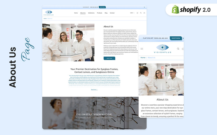 VisionPlus Modern Eyewear Shopify Store theme #417395