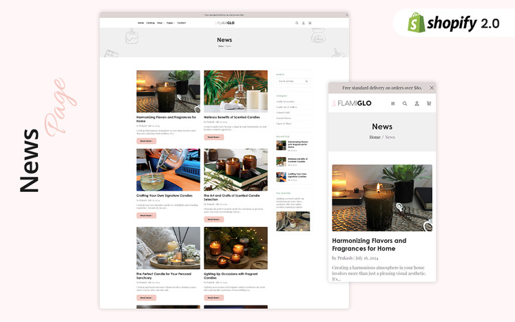 FlamiGlo Elegant Candle Store Shopify Theme #436112