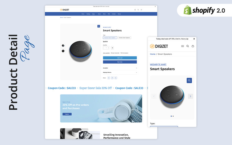 Digizet Modern Electronics Gadgets Store Shopify theme #420144