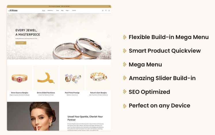 Ellizaa Jewellery Store Boutique Shopify Theme #382633-1
