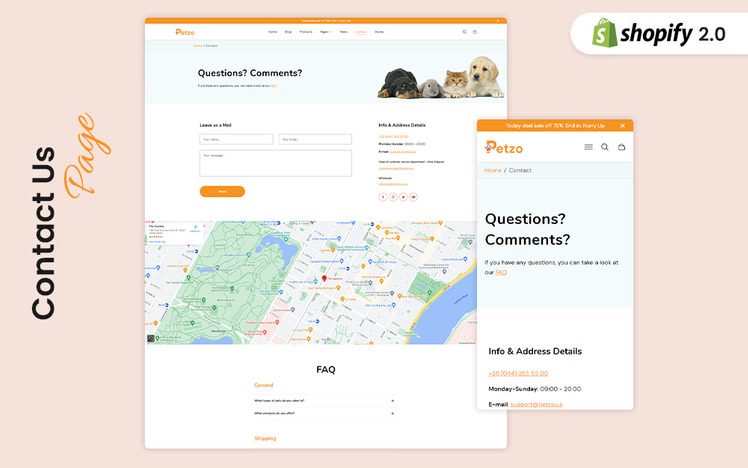 Petzo Elegant Petshop and Pet accessories Shopify Theme #404010