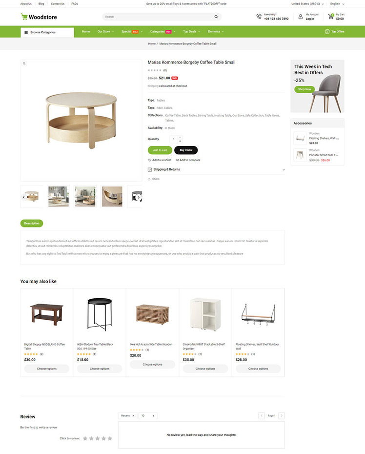 WoodStore Furniture and Mega Store Responsive Shopify Theme #413699