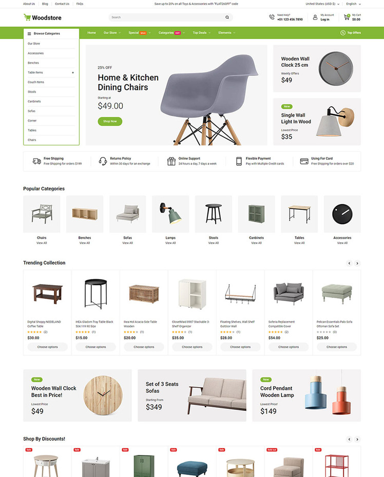 WoodStore Furniture and Mega Store Responsive Shopify Theme #413699