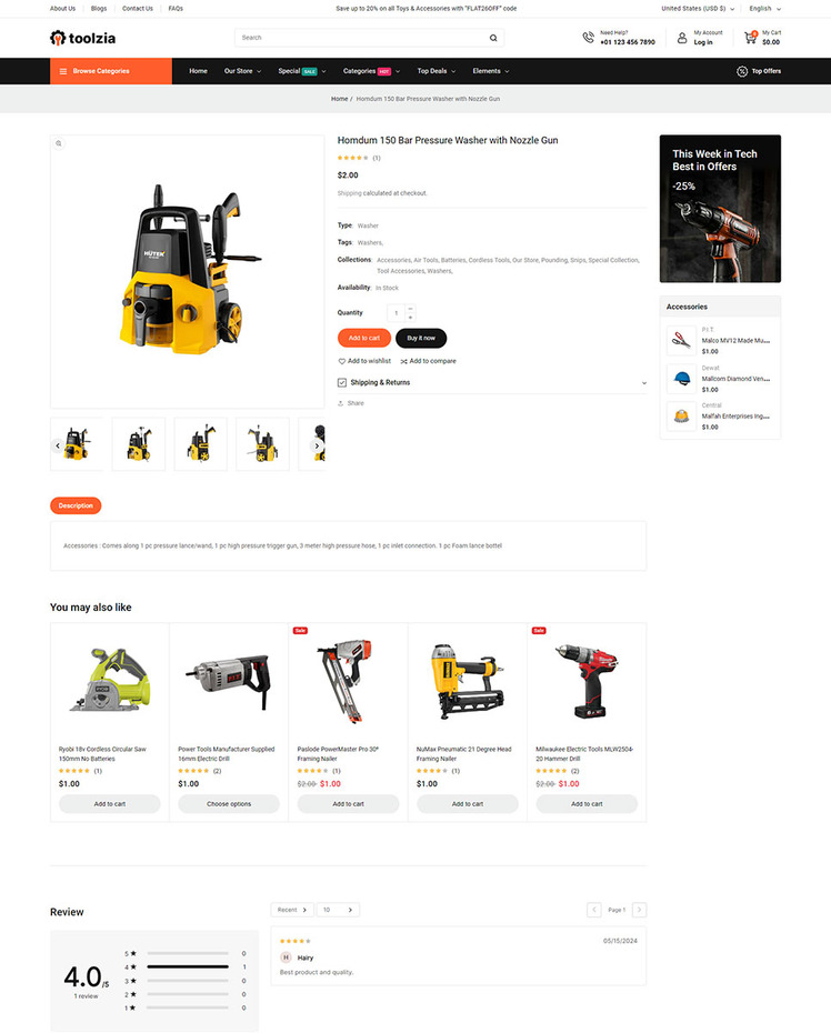 Toolzia Tools Equipment Store Store Shopify Responsive Theme #422074