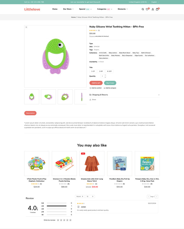 LittleLove Kids and Toys Responsive Shopify Theme #397668