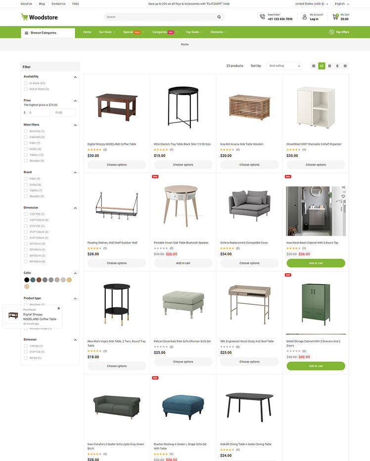 WoodStore Furniture and Mega Store Responsive Shopify Theme #413699