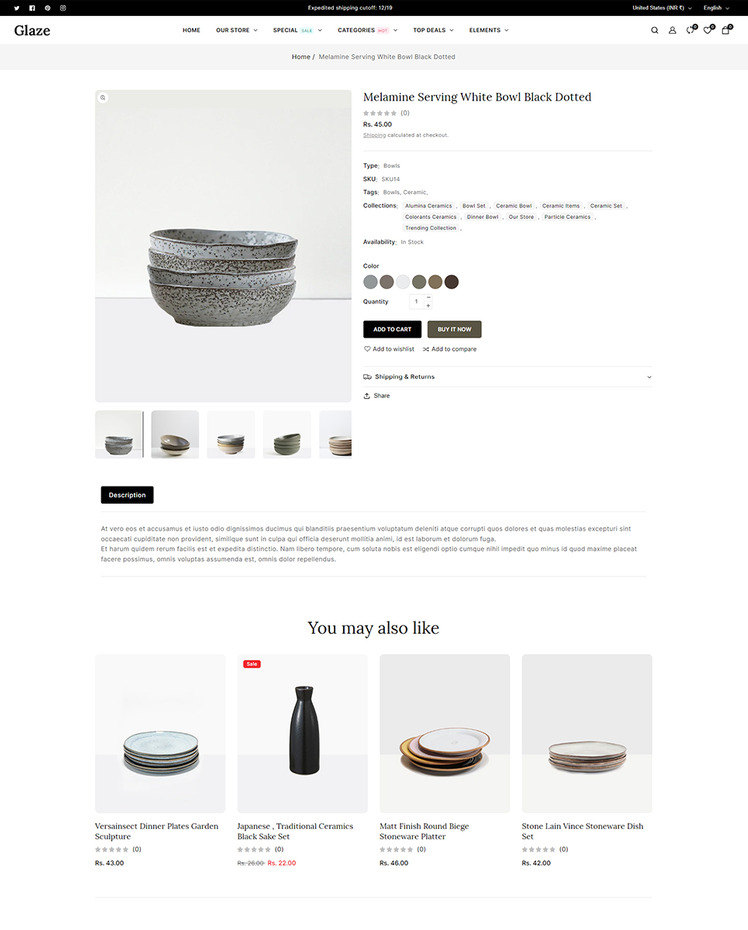 Glaze Ceramic and Pottery and Crafts Multipurpose Responsive Shopify Theme #414124