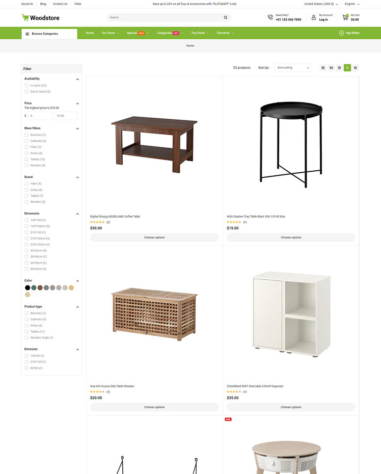 WoodStore Furniture and Mega Store Responsive Shopify Theme #413699