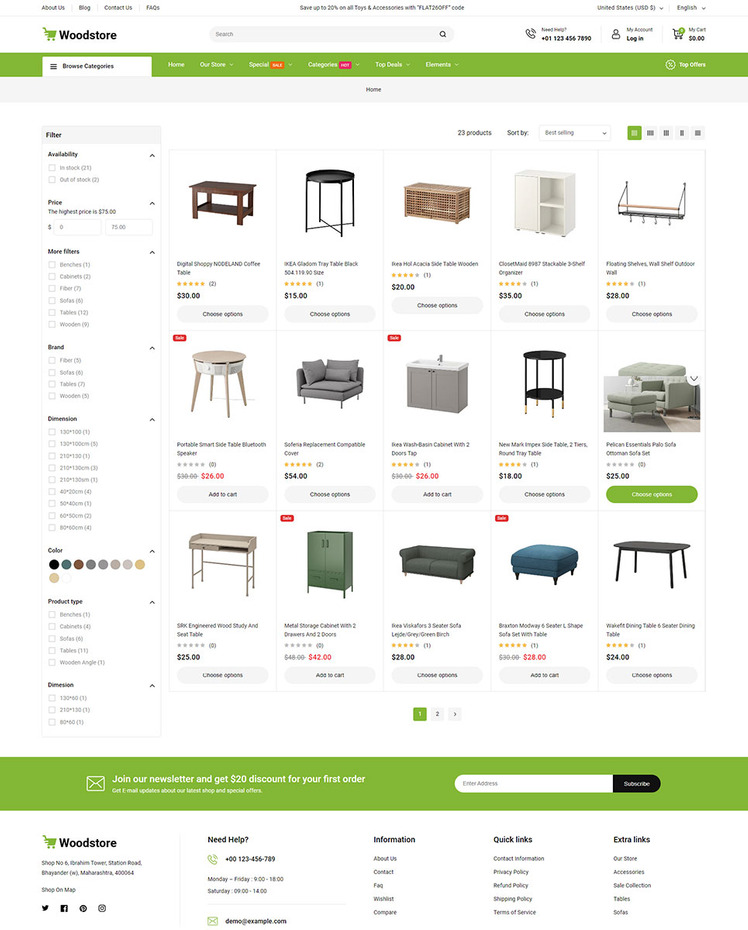 WoodStore Furniture and Mega Store Responsive Shopify Theme #413699