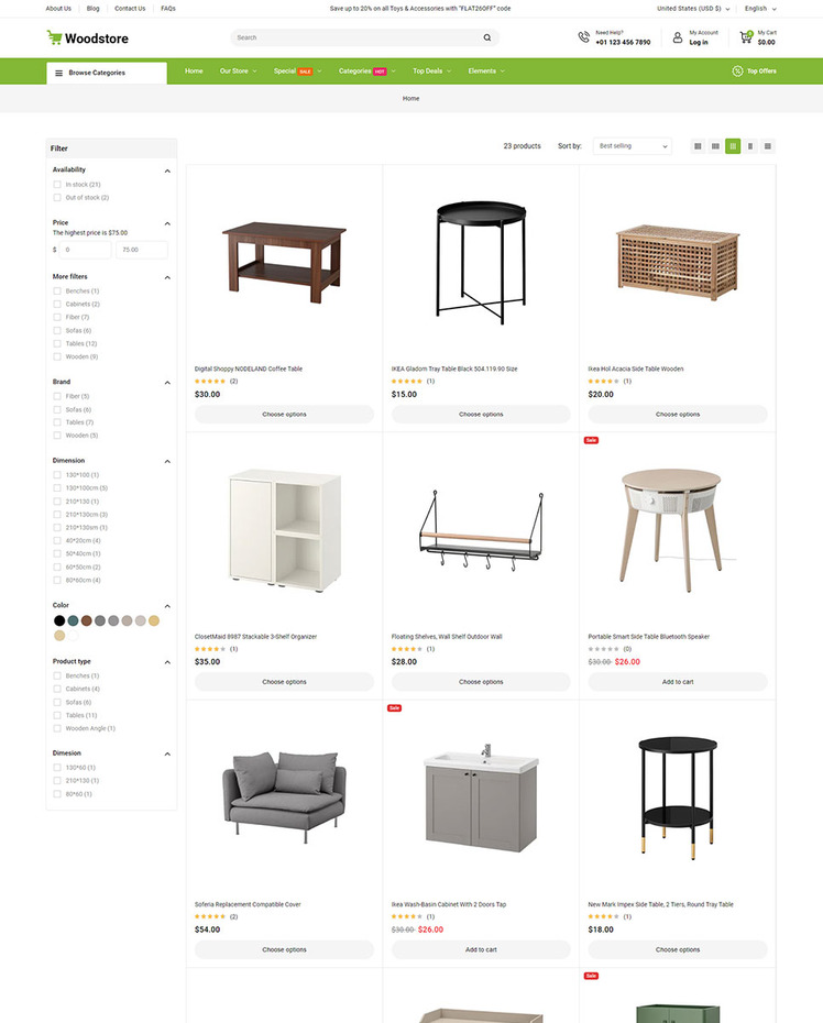 WoodStore Furniture and Mega Store Responsive Shopify Theme #413699