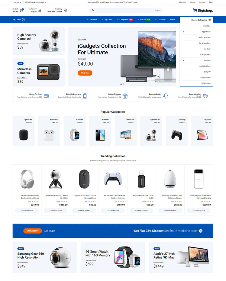 DigiShop Digital and Electronics and Gadgets Shopify Theme #413694