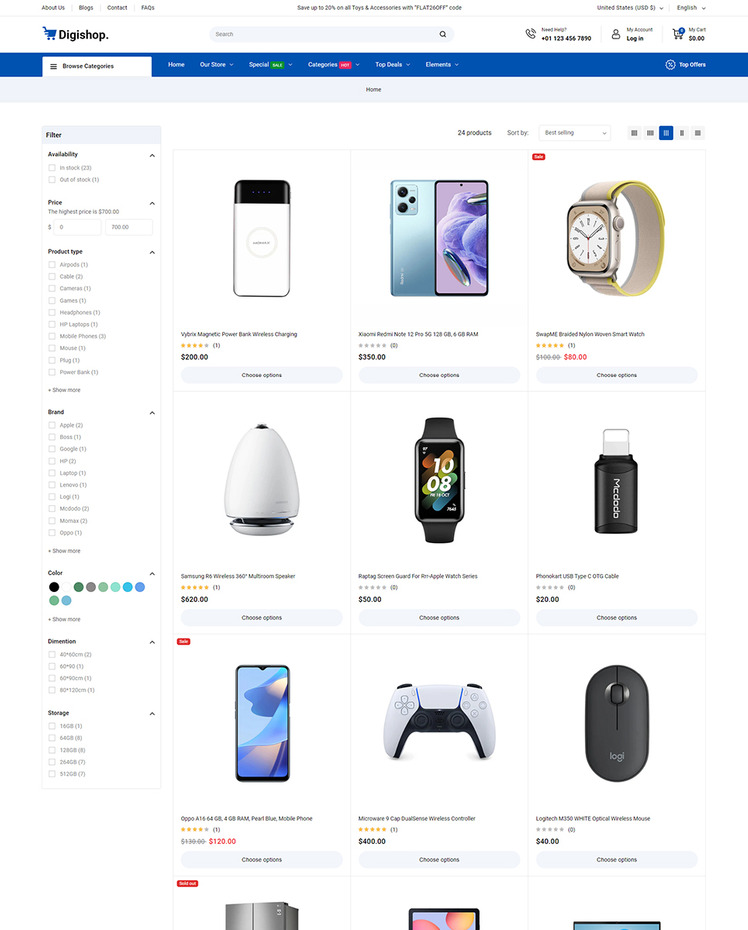 DigiShop Digital and Electronics and Gadgets Shopify Theme #413694
