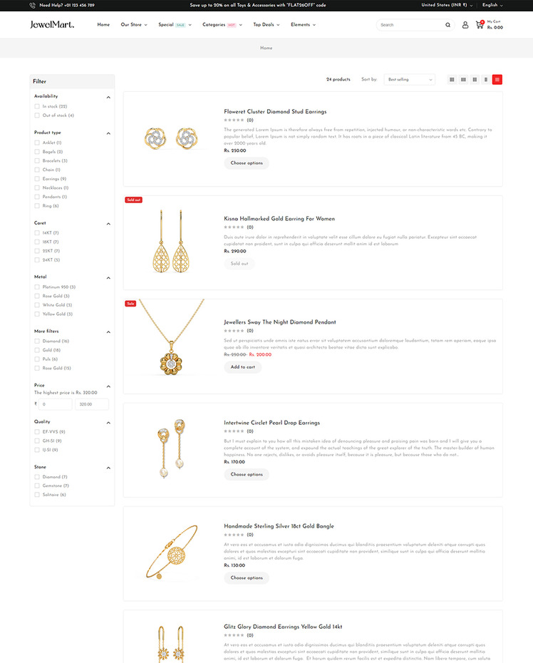 JewelMart Jewelry and Watch and Fashion Shopify Theme #413697