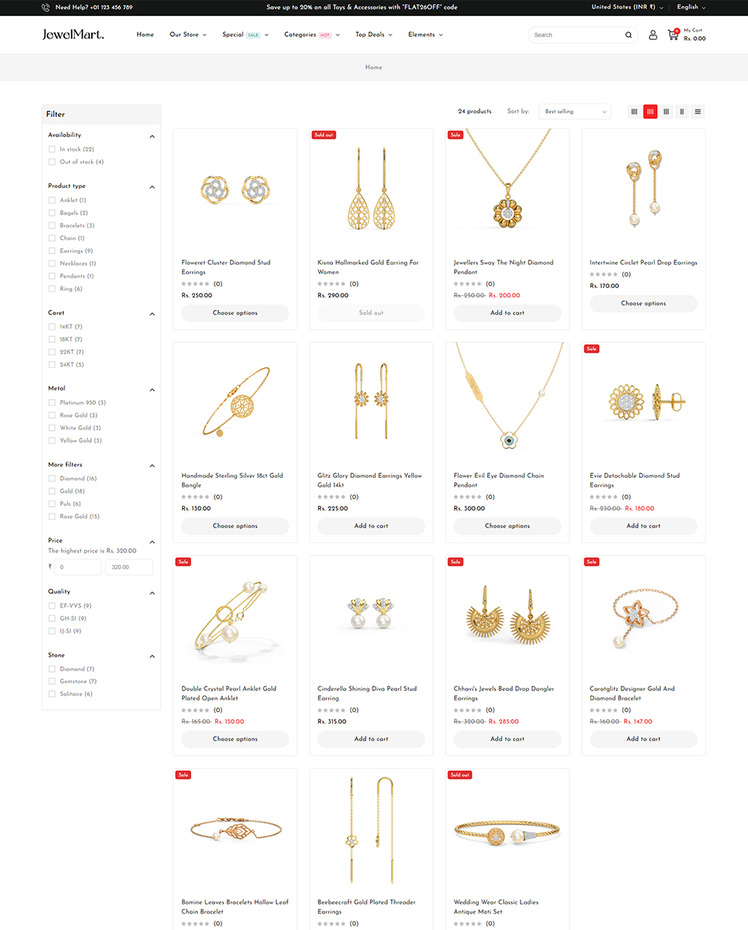 JewelMart Jewelry and Watch and Fashion Shopify Theme #413697