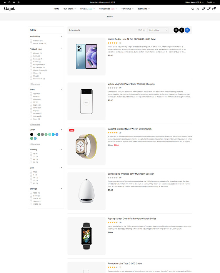 Gajet Electronics Computers Gadgets and Tech Shopify Theme #413696