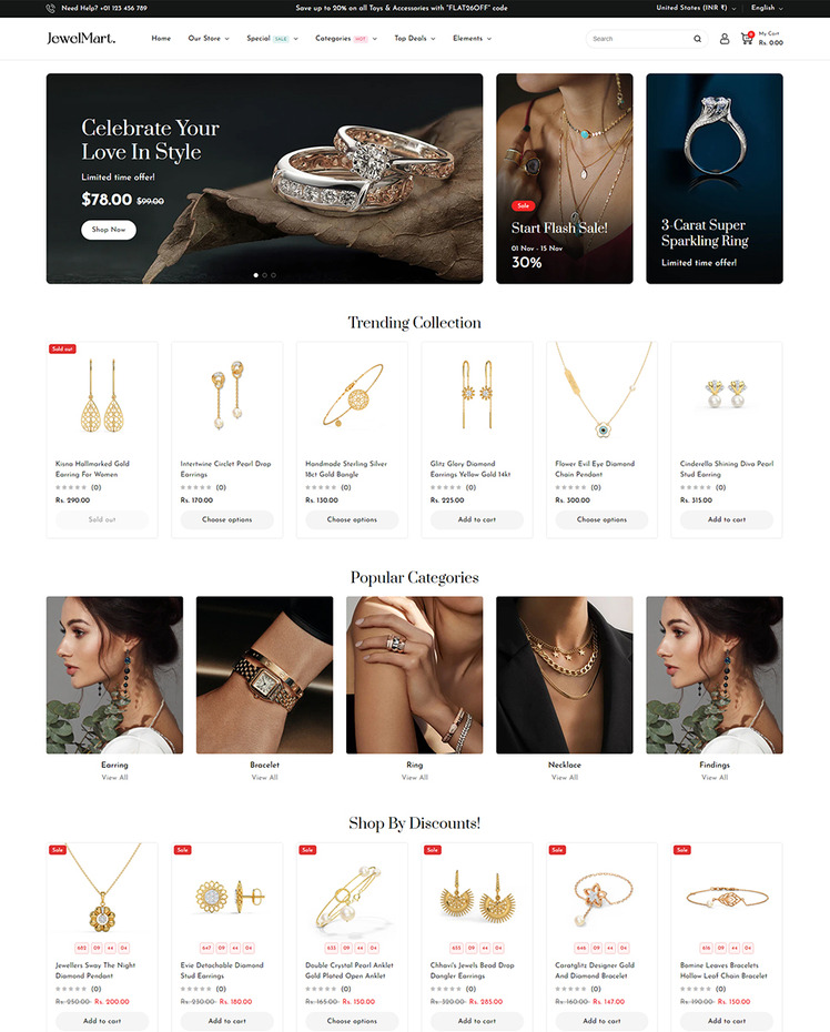 JewelMart Jewelry and Watch and Fashion Shopify Theme #413697