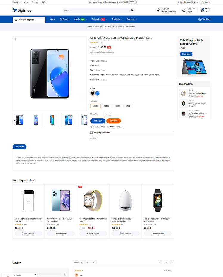 DigiShop Digital and Electronics and Gadgets Shopify Theme #413694