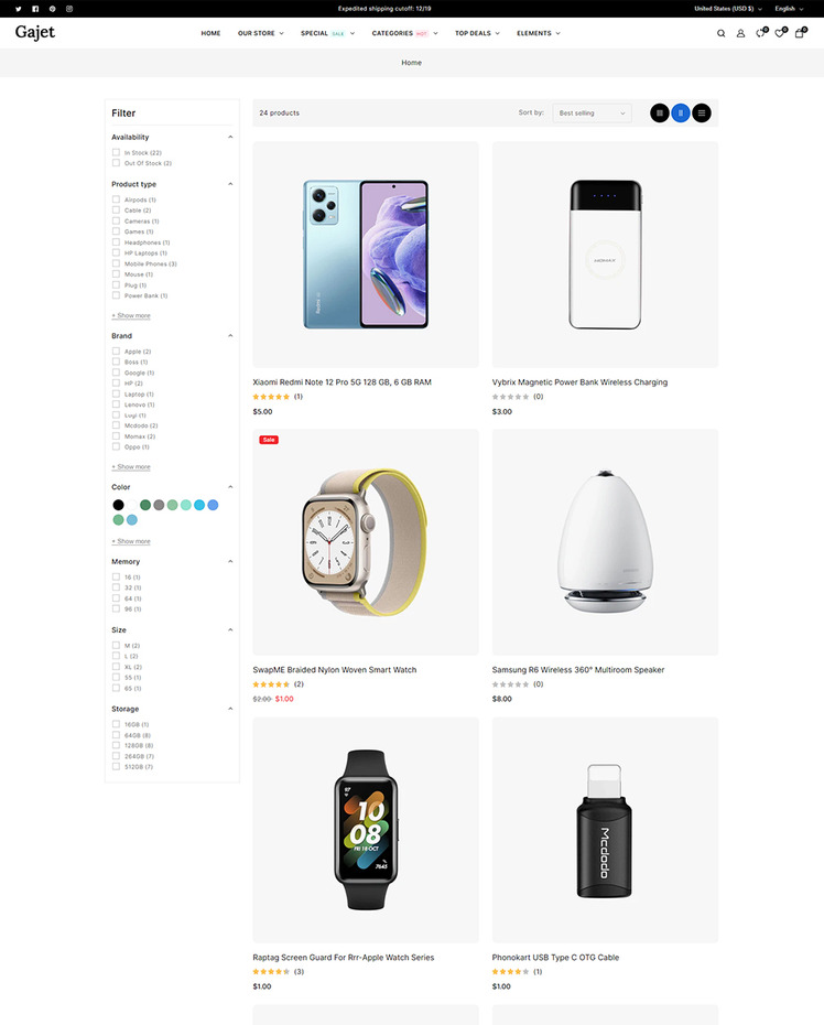 Gajet Electronics Computers Gadgets and Tech Shopify Theme #413696