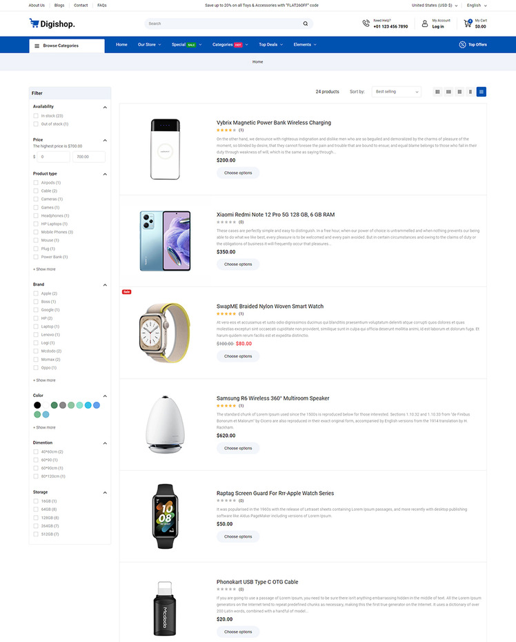 DigiShop Digital and Electronics and Gadgets Shopify Theme #413694