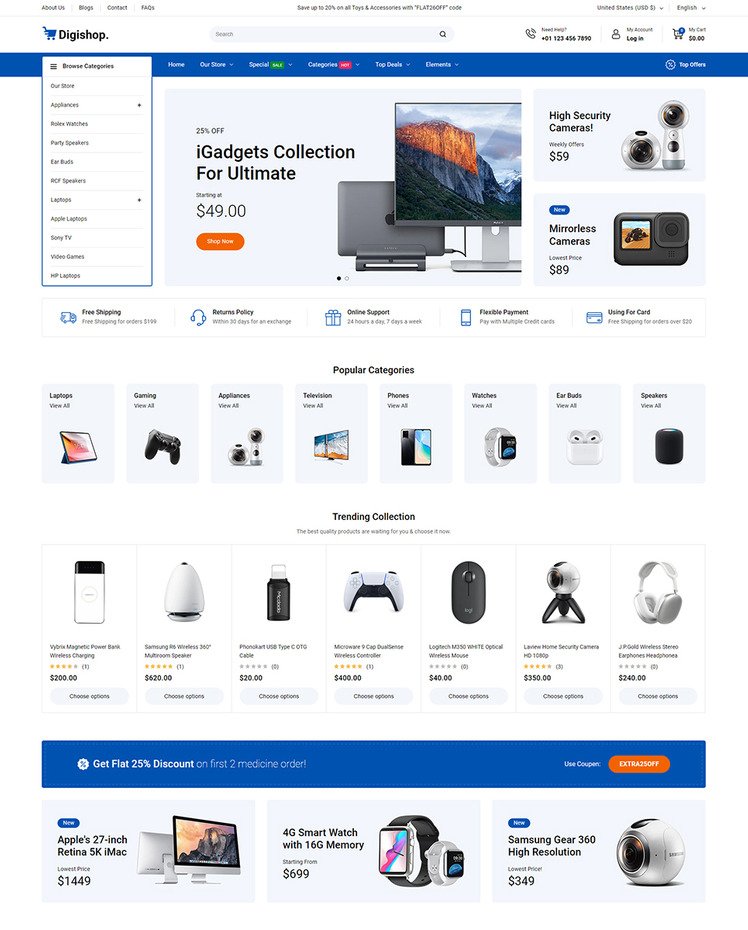 DigiShop Digital and Electronics and Gadgets Shopify Theme #413694