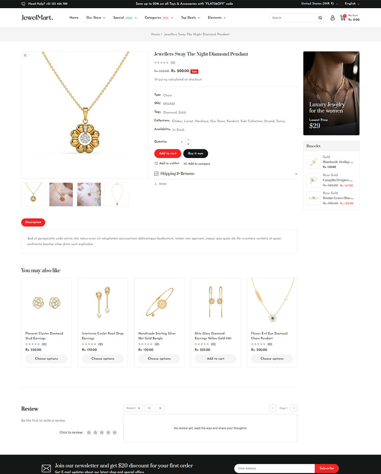 JewelMart Jewelry and Watch and Fashion Shopify Theme #413697