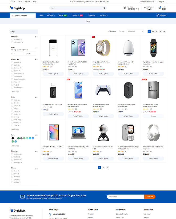 DigiShop Digital and Electronics and Gadgets Shopify Theme #413694