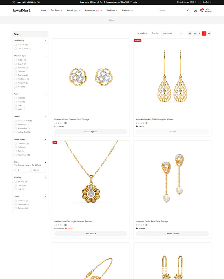 JewelMart Jewelry and Watch and Fashion Shopify Theme #413697