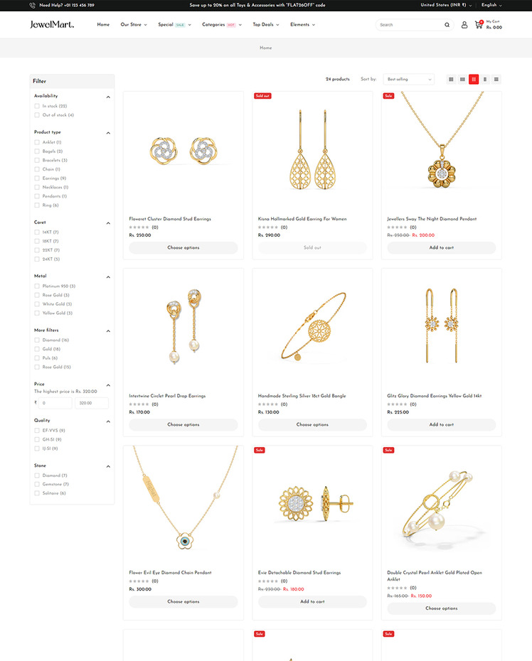 JewelMart Jewelry and Watch and Fashion Shopify Theme #413697