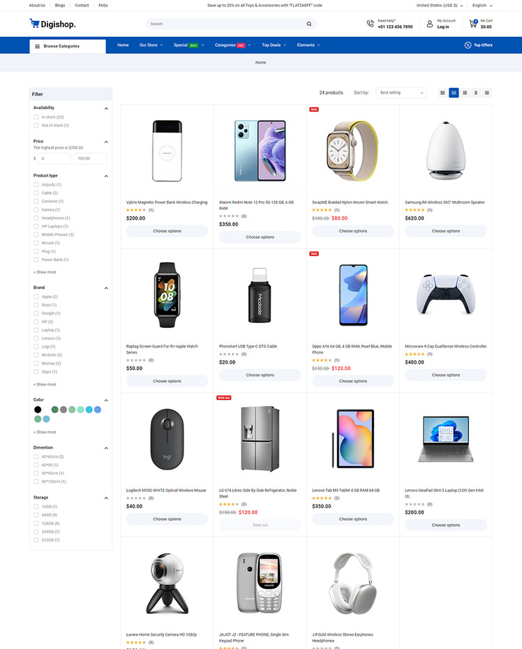 DigiShop Digital and Electronics and Gadgets Shopify Theme #413694