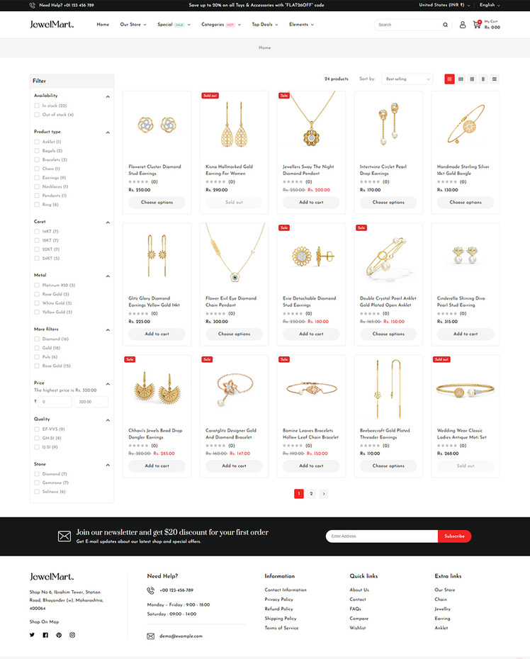JewelMart Jewelry and Watch and Fashion Shopify Theme #413697