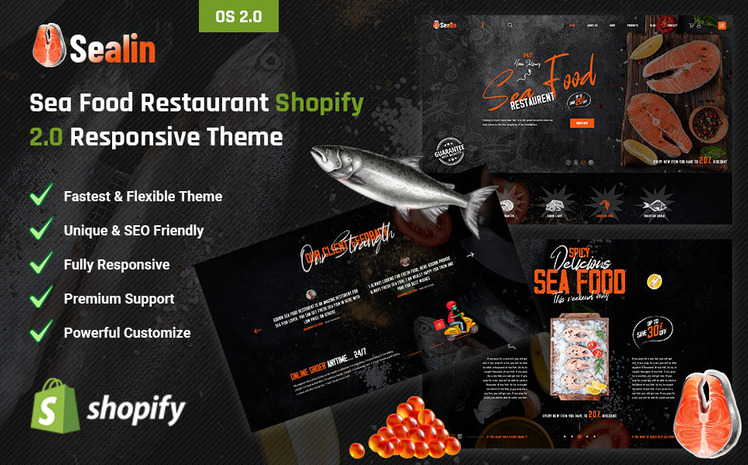 Sealin Sea Food Restaurant Shopify Responsive Theme #431510