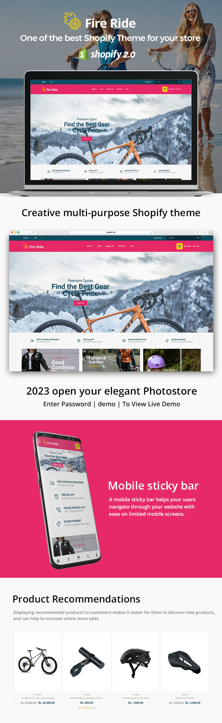 Fire Ride Bicycle Electric Vehicles Car Autopart Store Shopify OS Theme #350354-1