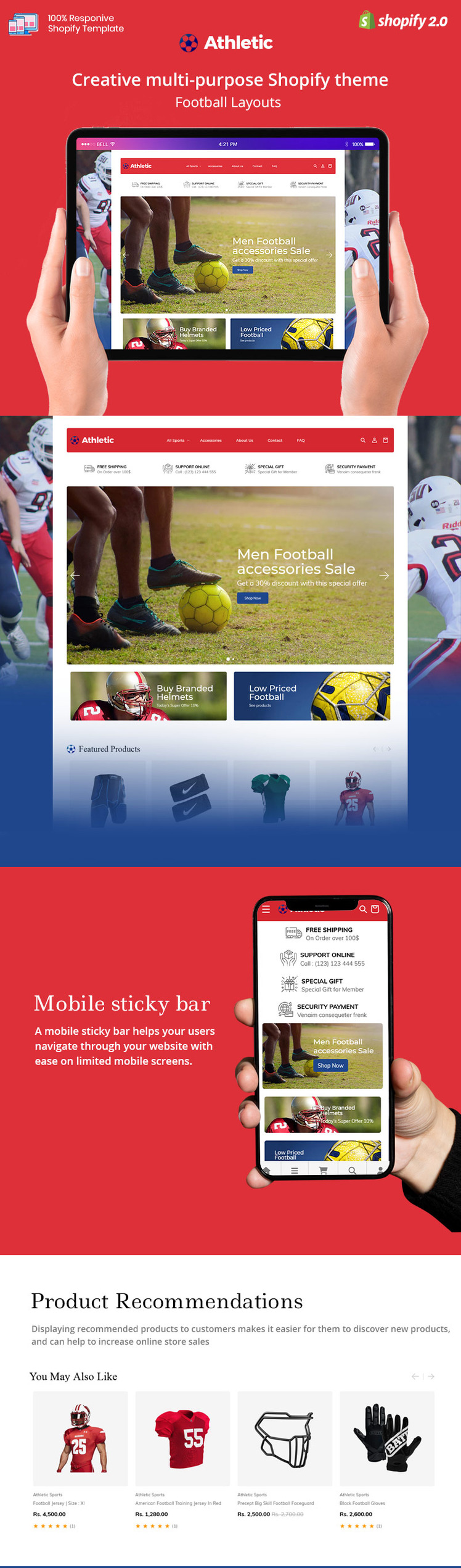 Athletic Football Sportswear Cricket Swimming Shopify OS Theme #332851-1