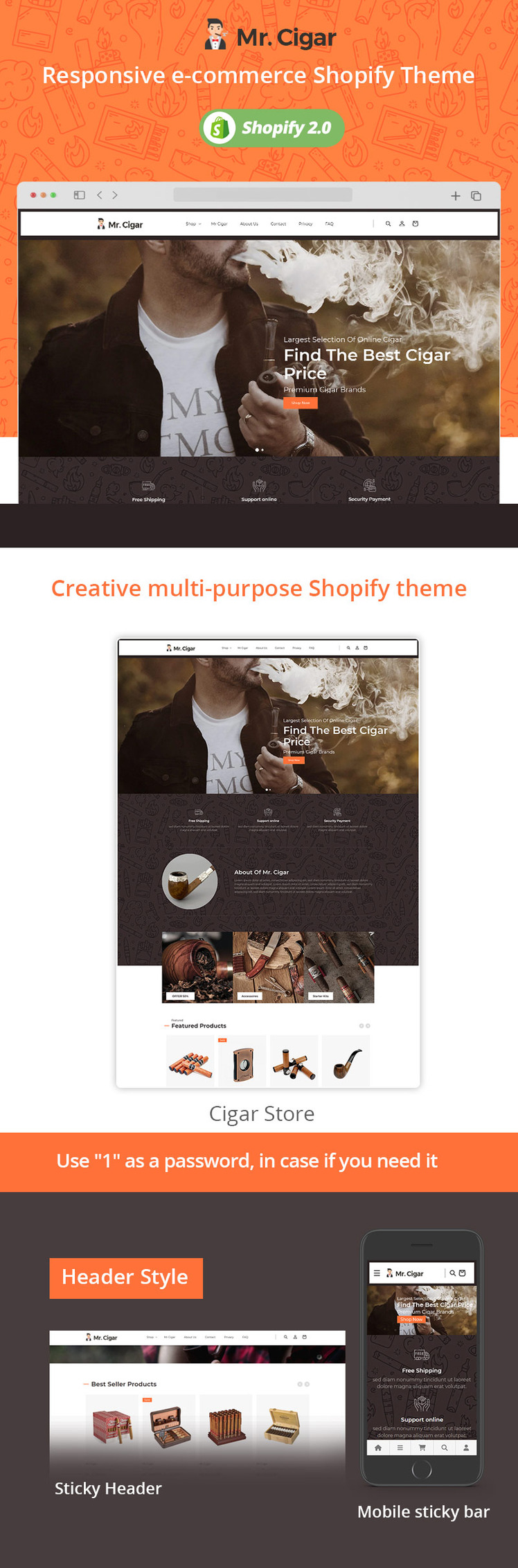 Mr Cigar Stogie Tobacco Cigarette Shopify os Theme #330333-1
