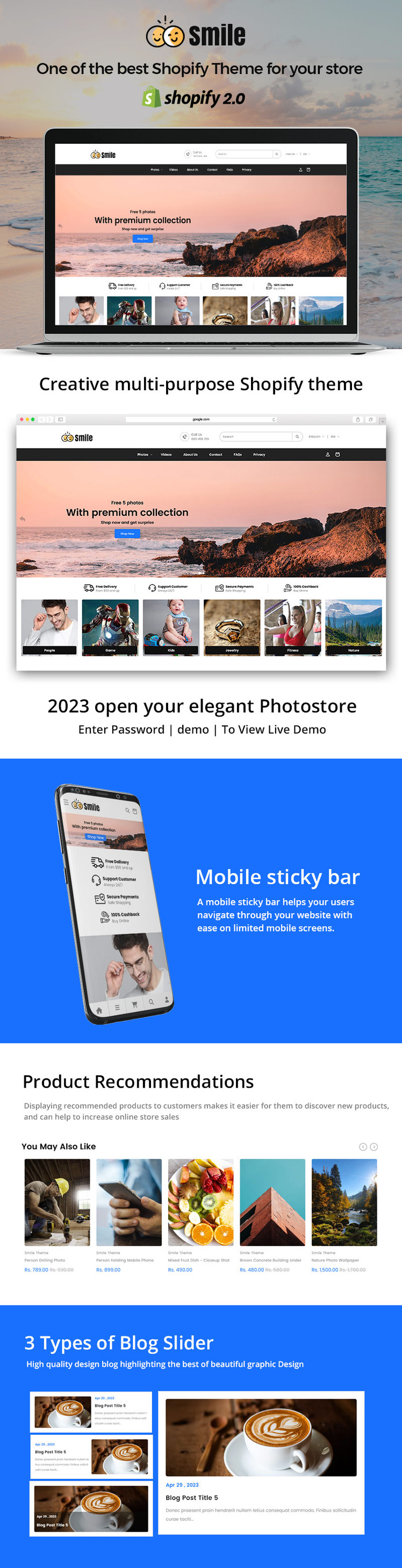 Smile Video Photography Digital Catalogue Print Shopify Theme #332850-1