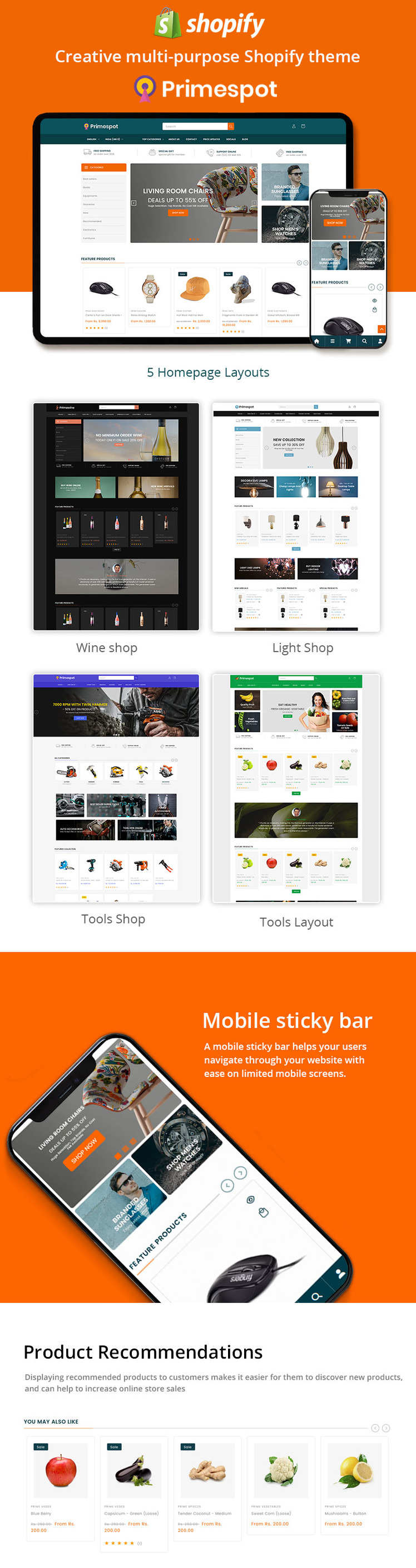 Primespot Wine Food Decor Hand Tool Multipurpose Shopify OS Theme #308000-1