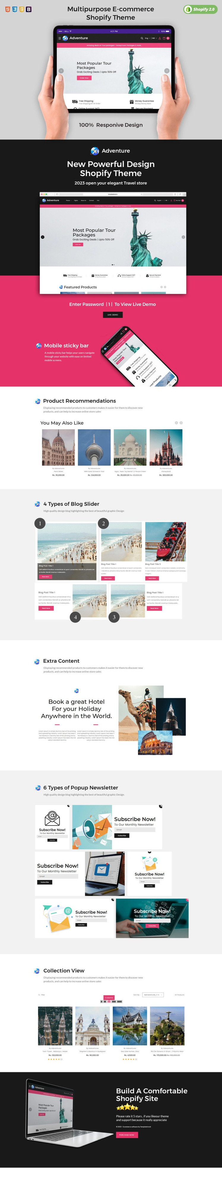Adventure Online Ticket Travelling Package Shopify OS Theme #337347-1