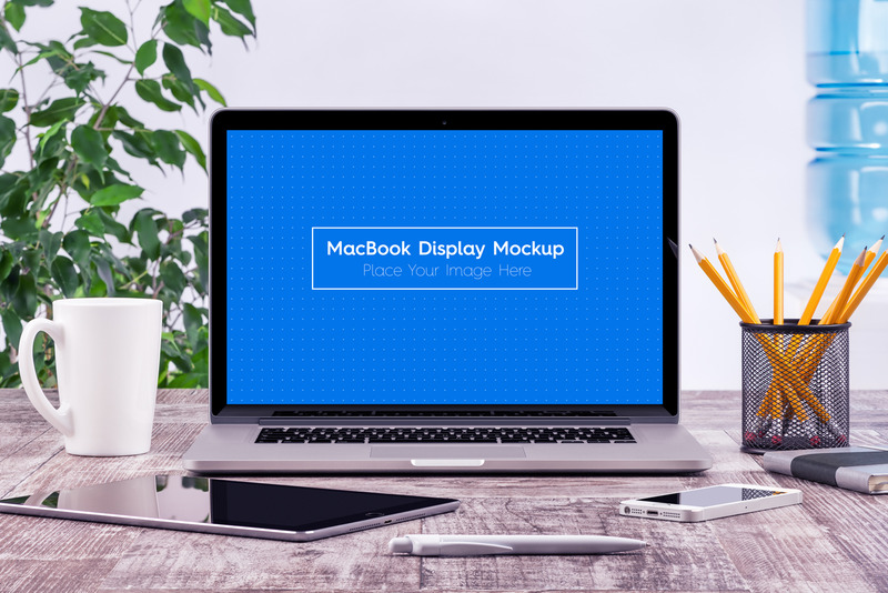 5 Workplace MacBook Display Product Mockup - Features Image 1