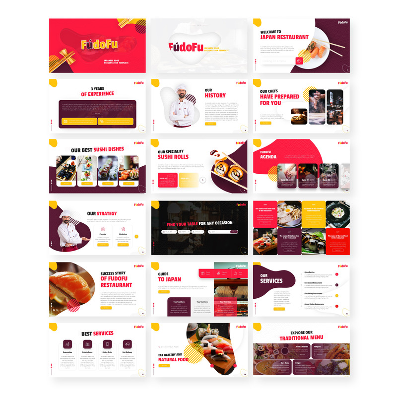 Fudofu Creative Animated Food & Beverage PowerPoint template - Features Image 1